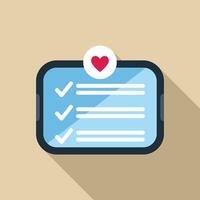 Smartphone showing checklist with heart icon, completing tasks with love and care vector