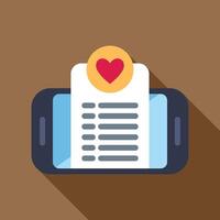 Smartphone showing wish list with heart icon for valentines day vector