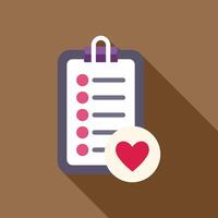 Clipboard showing love list with heart icon for romantic things to do vector