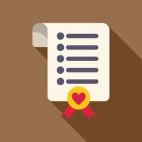 Marriage certificate displaying wedding vows with heart and ribbon symbolising love and commitment vector