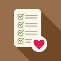 Checklist showing customer satisfaction survey with tick boxes and heart symbol vector