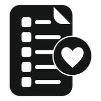 Icon of wish list with heart representing favorite things vector