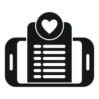 Smartphone showing online wish list with heart icon vector