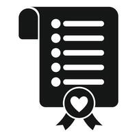 Black and white icon of a wish list with a heart vector