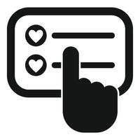 Hand selecting heart icon representing online dating app vector