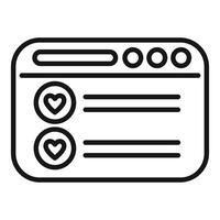 Website showing customer reviews with hearts for rating vector