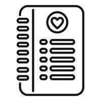 Notebook representing goals for achieving love and romance vector