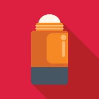 Roll on deodorant stick spreading freshness with long shadow on red background vector