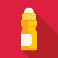 Yellow roll on deodorant bottle standing on red background vector