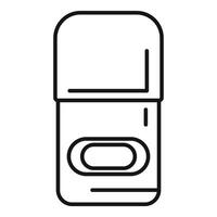Line icon style illustration of a pocket voice recorder being used for recording vector