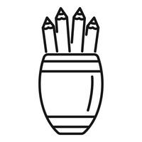 Pencils standing in a modern designed pen holder for office use vector