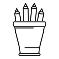 Pencils standing in a pot for drawing and sketching vector