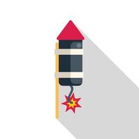 Firework rocket with burning wick ready to launch for celebration vector