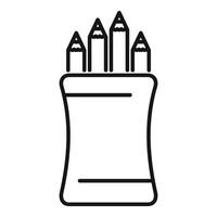 Pencil case with pencils appearing from top line art icon vector