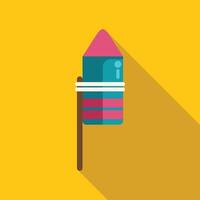 Colorful firecracker rocket tied to wooden stick with string vector