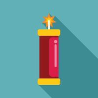 Red firecracker with burning wick on turquoise background vector