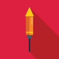 Firework rocket standing on red background with shadow vector