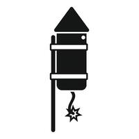 Firework rocket with burning wick is ready to launch vector