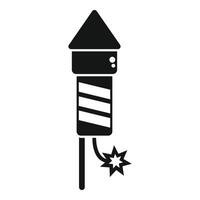 Firework rocket with burning wick standing upright icon vector