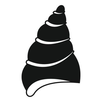 Black glyph style icon of a seashell showing its spiral structure vector