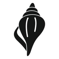 Black glyph icon representing a seashell with spiral pattern vector