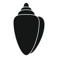 Black glyph icon of a sea shell showing its spiral structure vector