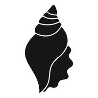 Black silhouette of seashell showing spiral structure vector