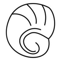 Seashell line art depicting spiral shape of mollusk shell vector
