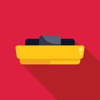 Yellow motor boat floating on water surface with long shadow vector