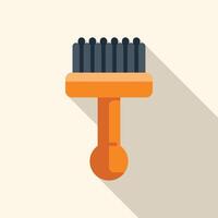 Cleaning brush with wooden handle casting long shadow vector