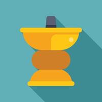 Golden censer standing on a double rounded pedestal with long shadow vector