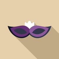 Purple carnival mask icon with long shadow is lying on beige background vector