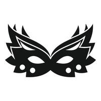 Black carnival mask with feathers pointing upwards icon simple style vector