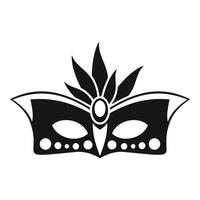Black mardi gras mask with feathers and gemstones is smiling vector