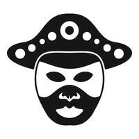 Man wearing carnival mask with tricorn and beard is posing vector