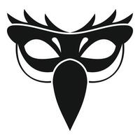 Black bird mask with feathers covering forehead for masquerade ball vector