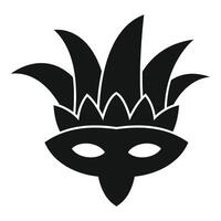 Black carnival mask with feathers icon simple style vector