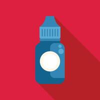Blue dropper bottle with blank label for eye or ear drops is standing on red background vector