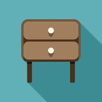 Wooden nightstand with two drawers standing on turquoise background vector