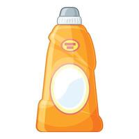 Orange plastic detergent bottle standing up with blank label vector