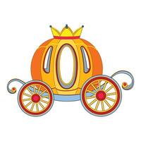 Fairytale pumpkin carriage with crown standing on white background vector