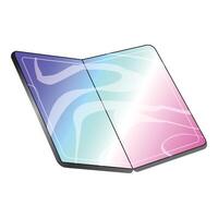 Modern foldable smartphone showing blank app screens displaying pastel colors vector