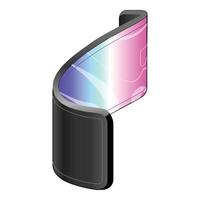 Modern flexible screen smartphone showing colorful display is folded in half vector
