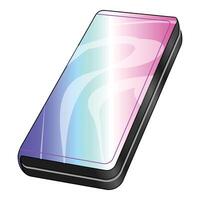 Smartphone showing a holographic screen with a colorful background vector