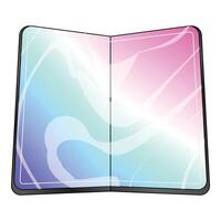 Foldable smartphone showing abstract pastel colors background vector