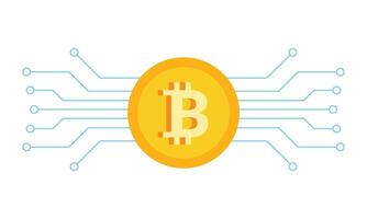 Digital bitcoin cryptocurrency technology background vector