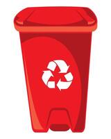 Red trash can with recycling symbol vector