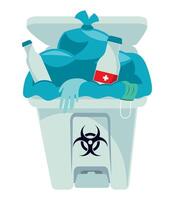 A trash can with bottles and bottles inside vector