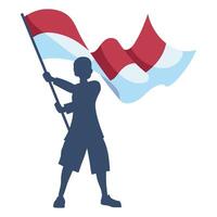 A boy holding a flag with the flag of the united states vector