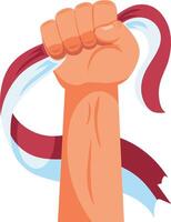 A fist holding a ribbon vector